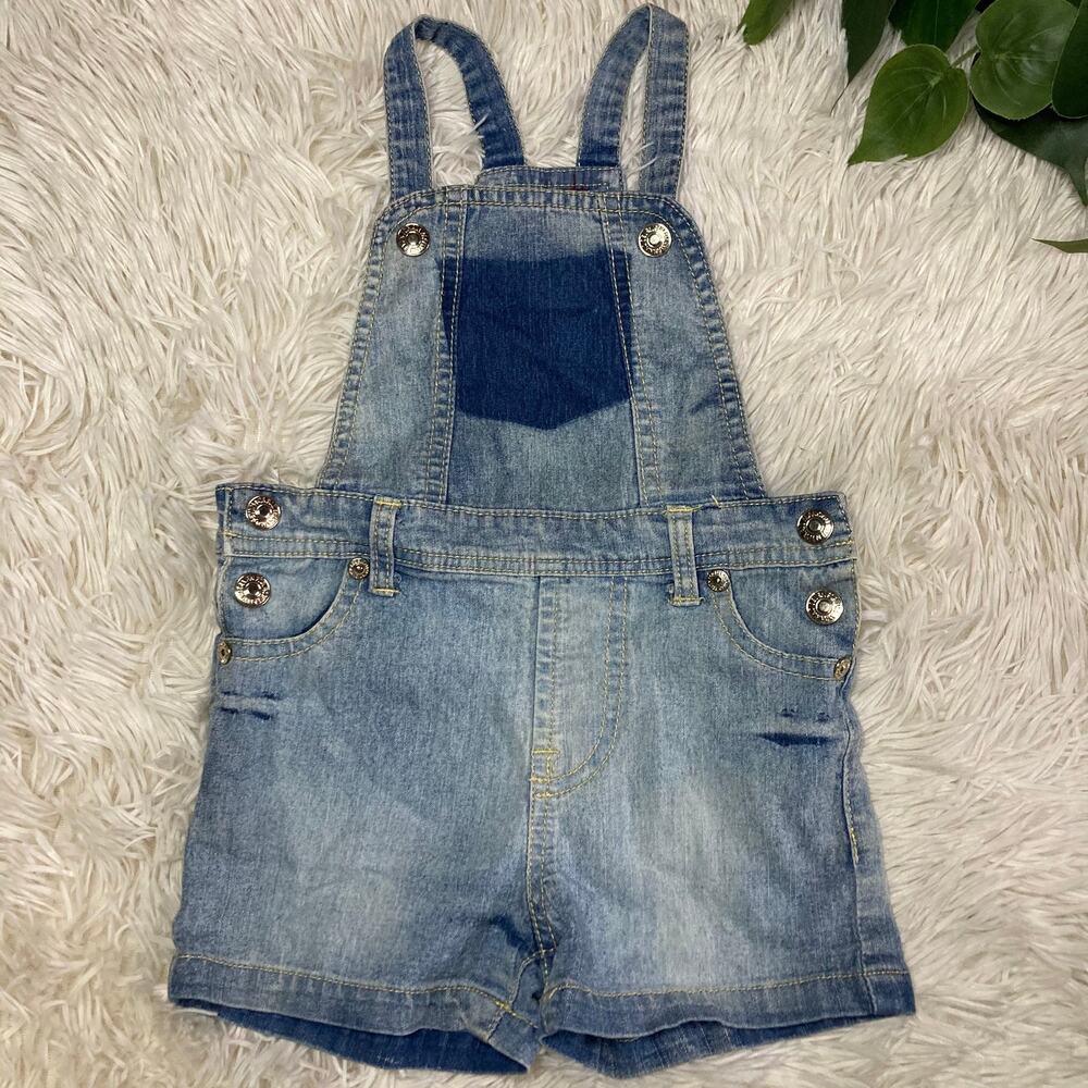 7 for all mankind Toddlers denim jean shorts overalls